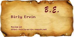 Birly Ervin névjegykártya